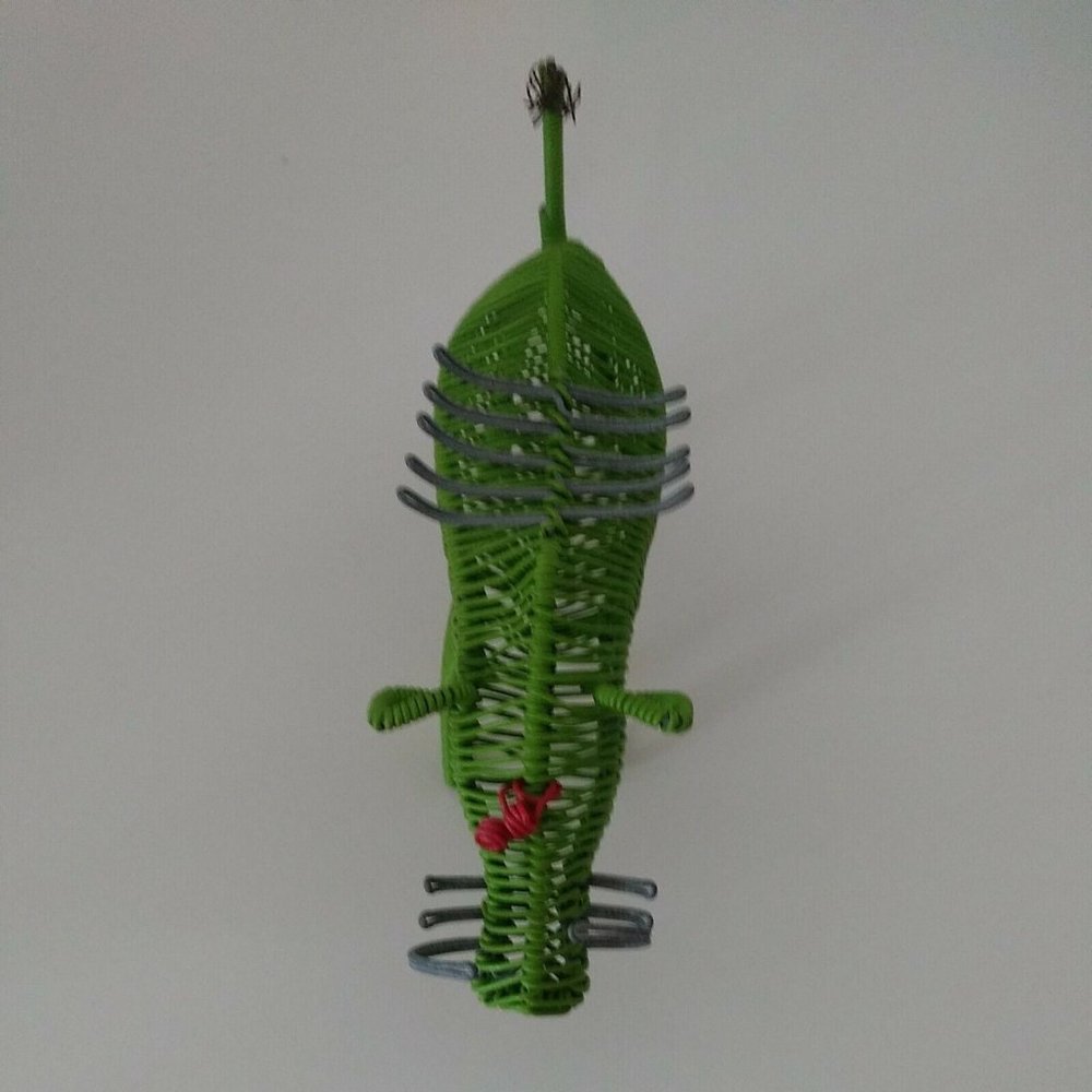 RARE Handmade NOT Beaded African Art WARTHOG Animal WIRE Sculpture Lime Green - Picture 3 of 6